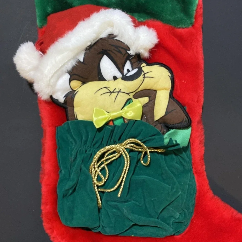 Vtg 1998 Looney Tunes Christmas Stocking‎ TAZ Tasmanian Devil 3D Holiday